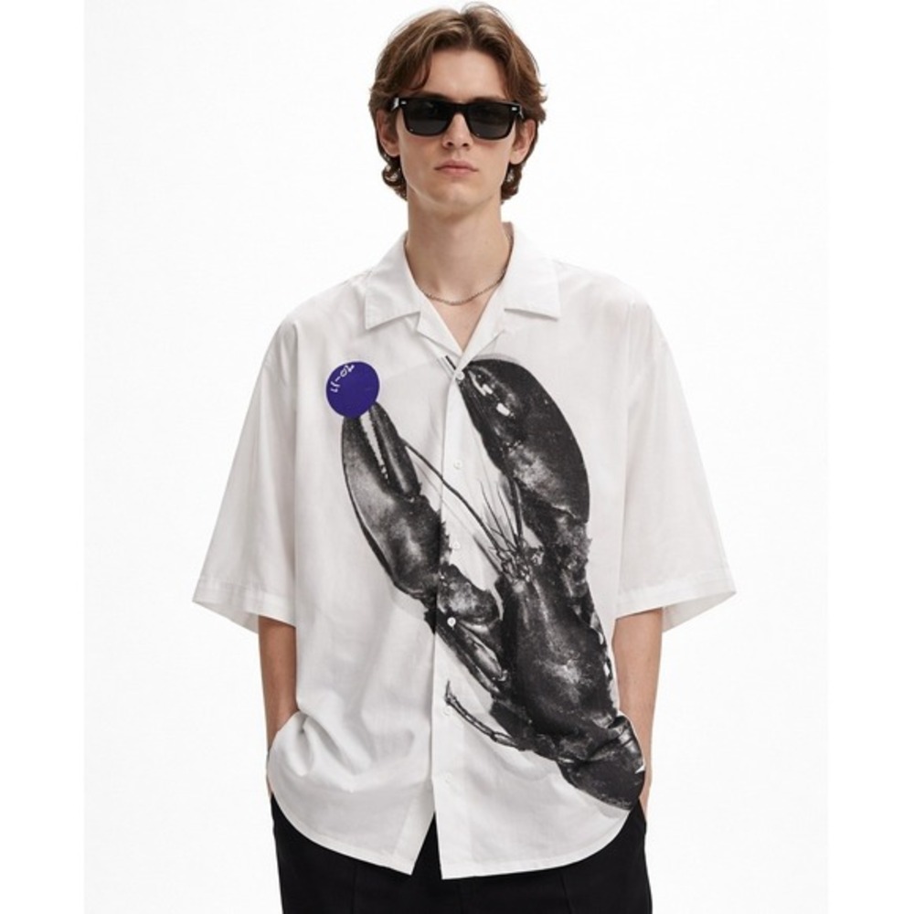 OAMC Lobster Graphic Button Up Shirt Mens L White